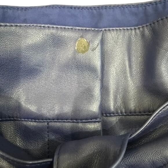 Peter Som Belted Faux Leather Pants in Blue, Size US 10 - Picture 6 of 9